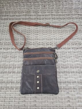 Renaissance Dark Brown Leather Crossbody Bag